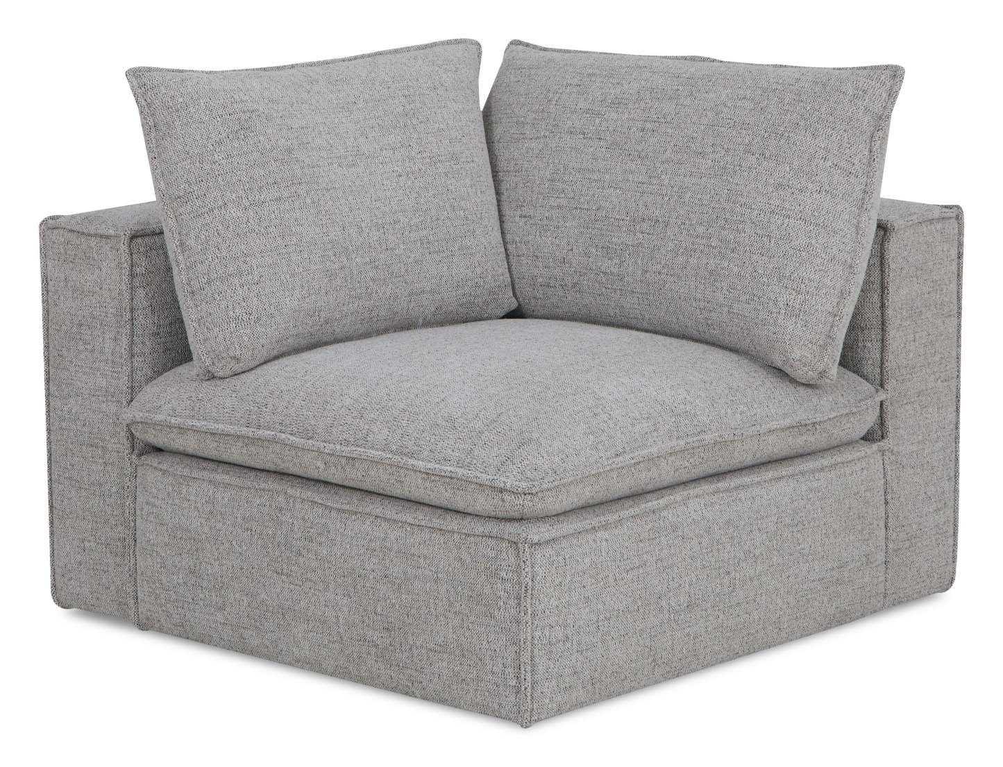 Fusion Modular 41.73 Chaise d'angle en tissu chenille gris argenté avec dossier amovible et coussin en plumes | Fauteuil modulaire en coin Fusion de 41,73 po en tissu de chenille gris argenté avec coussin de dossier amovible en couette et plumes