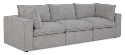 Canapé modulable Fusion de 116,92 po en tissu de chenille gris argenté avec coussins de dossier amovibles en couette et plumes