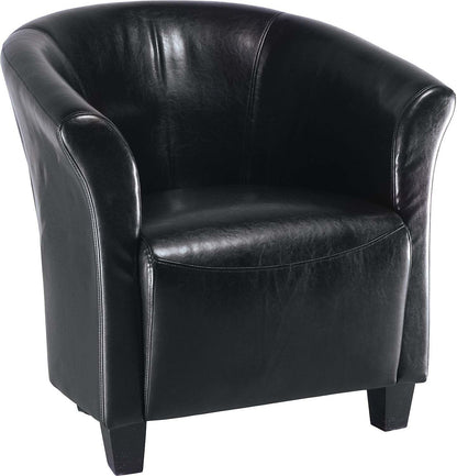 Fauteuil d'appoint de style baignoire en similicuir Ethan 31 avec pieds en bois - Noir | Fauteuil d'appoint Ethan de style gondole de 31 po en similicuir avec pattes en bois - noir