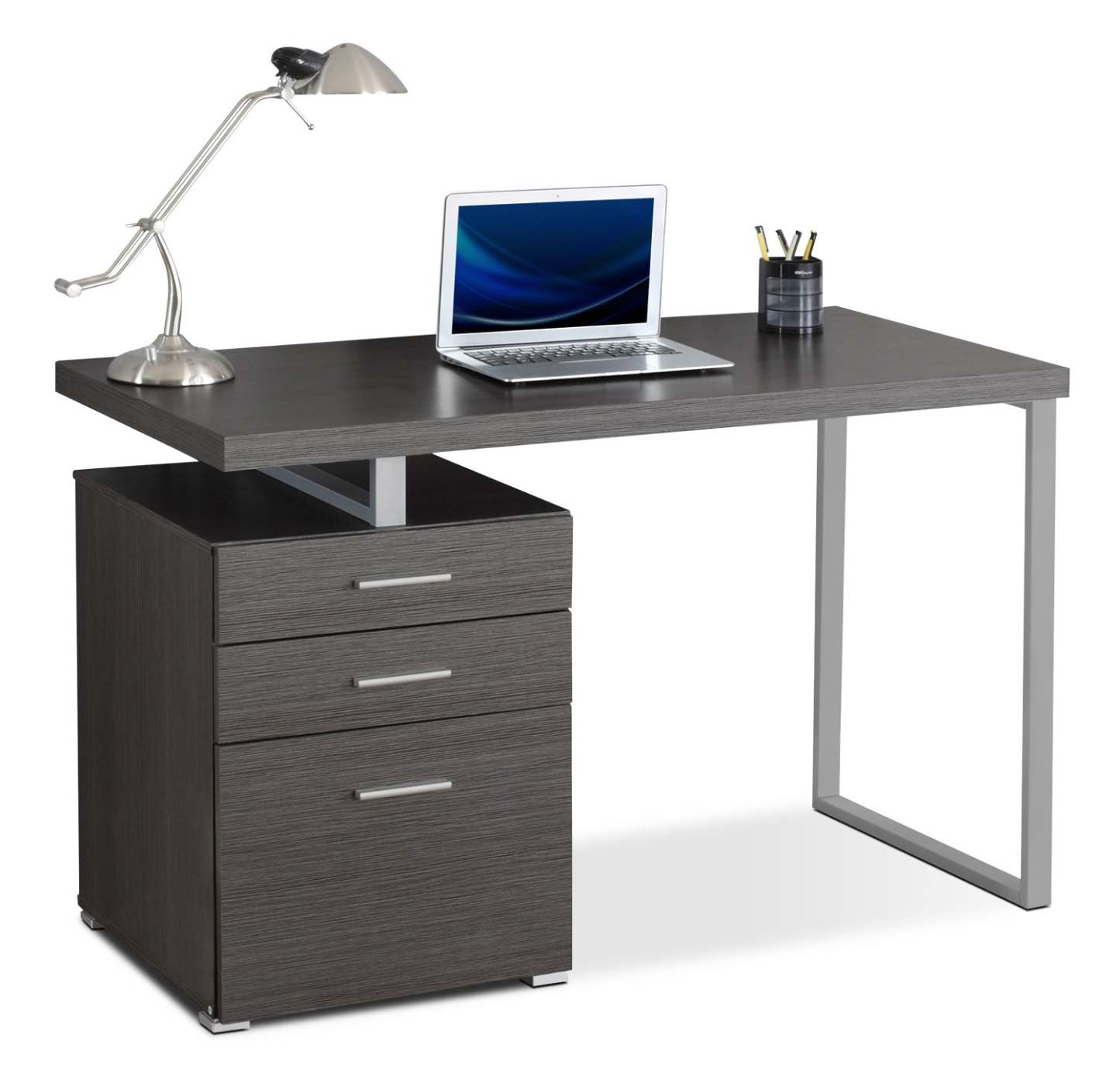 Bureau d'ordinateur Rimini 48 à 3 tiroirs - Gris|Bureau d'ordinateur Rimini de 48 po à 3 tiroirs - gris