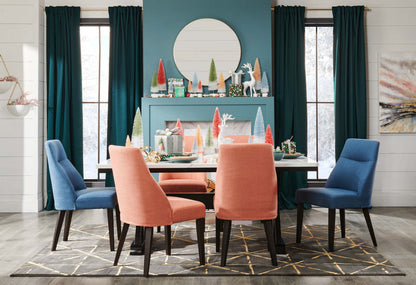 Chaise de salle à manger Gabi avec tissu d'apparence lin - Bleu | Chaise de salle à manger Gabi en tissu d'apparence lin - bleue