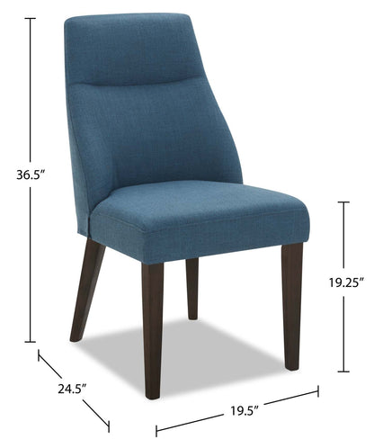 Chaise de salle à manger Gabi avec tissu d'apparence lin - Bleu | Chaise de salle à manger Gabi en tissu d'apparence lin - bleue
