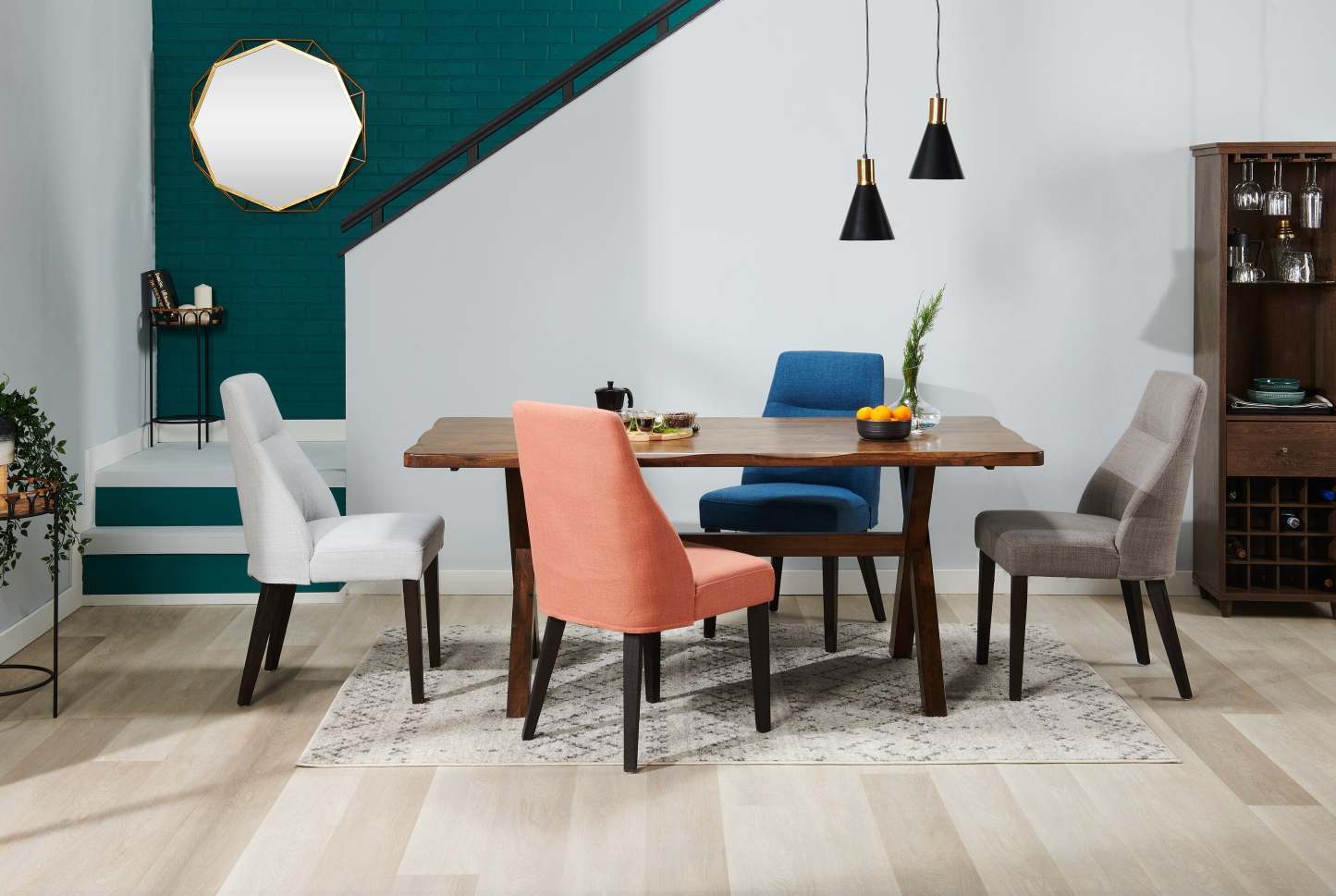 Chaise de salle à manger Gabi avec tissu d'apparence lin - Charbon | Chaise de salle à manger Gabi en tissu d'apparence lin - anthracite