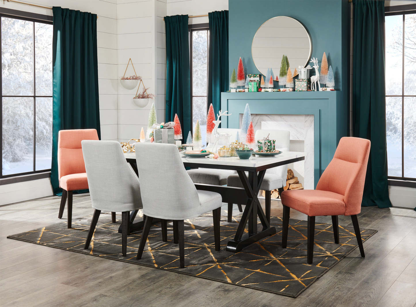 Chaise de salle à manger Gabi avec tissu d'apparence lin - Gris | Chaise de salle à manger Gabi en tissu d'apparence lin - grise