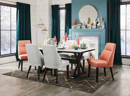 Chaise de salle à manger Gabi avec tissu d'apparence lin - Gris | Chaise de salle à manger Gabi en tissu d'apparence lin - grise