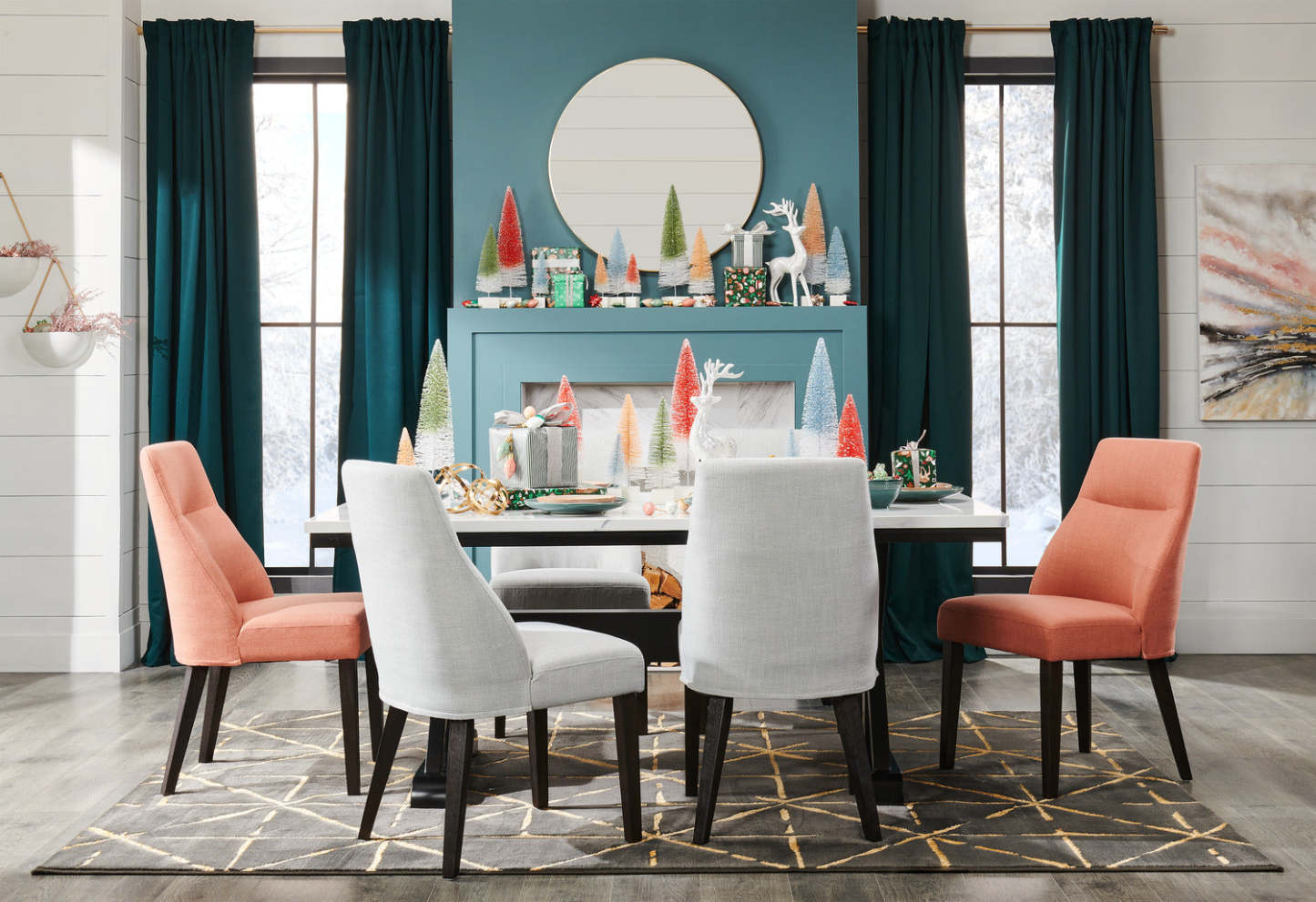 Chaise de salle à manger Gabi avec tissu d'apparence lin - Gris | Chaise de salle à manger Gabi en tissu d'apparence lin - grise