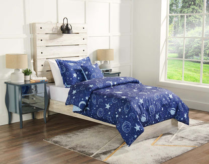 Galaxy 3-Piece Twin Comforter Set - Blue | Ensemble d'édredon Galaxy 3 pièces pour lit simple - bleu