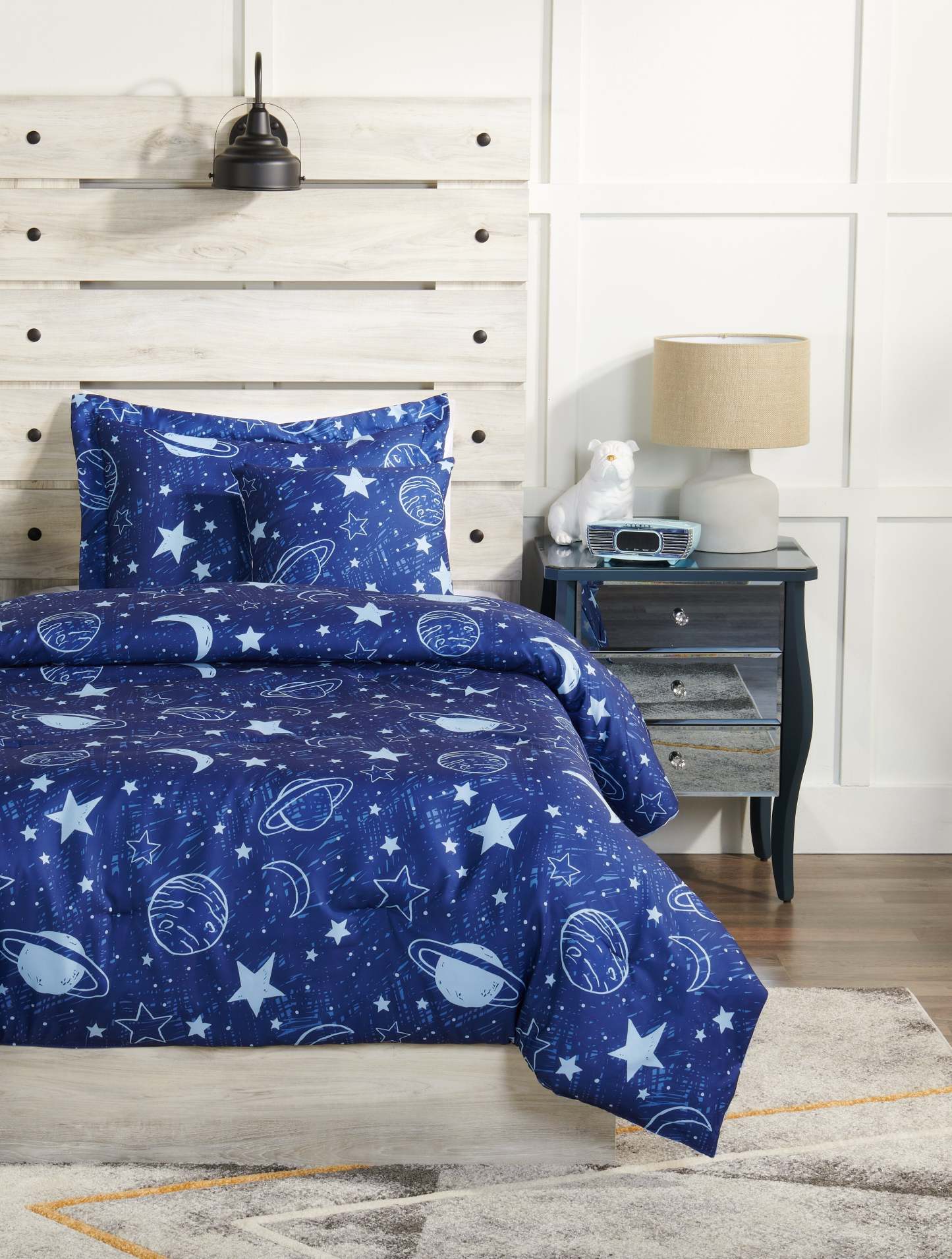 Galaxy 3-Piece Twin Comforter Set - Blue | Ensemble d'édredon Galaxy 3 pièces pour lit simple - bleu