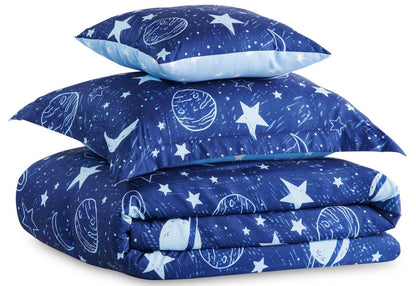 Galaxy 4-Piece Full Comforter Set - Blue | Ensemble d'édredon Galaxy 4 pièces pour lit double - bleu