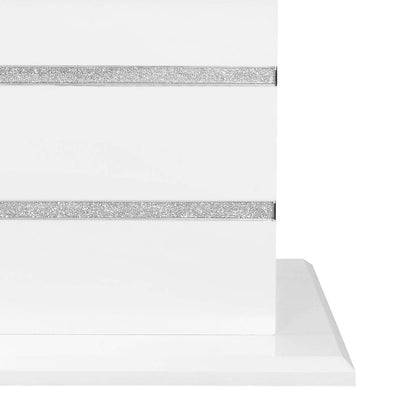 Garbo 7pc Dining Set with Table & 6 Chairs, Glass Insert, Pedestal Base, Glam, 78.75W - White | Ensemble de salle à manger somptueux Garbo 7 pièces avec table de 78,75 po (L), incrustation de verre, base piédestal et 6 chaises - blanc