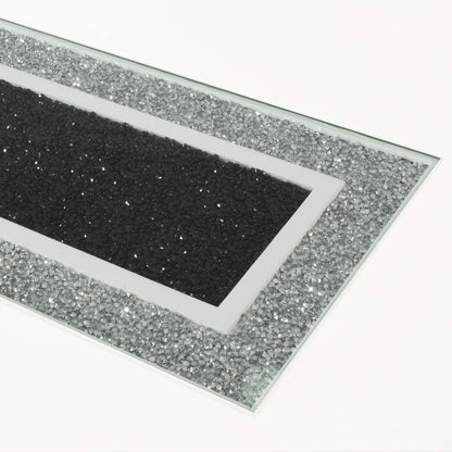 Table de salle à manger Garbo avec incrustation en verre, base piédestal, glamour, 78,75 po - blanche | Table de salle à manger somptueuse Garbo de 78,75 po (L) avec incrustation de verre et base piédestal - blanche