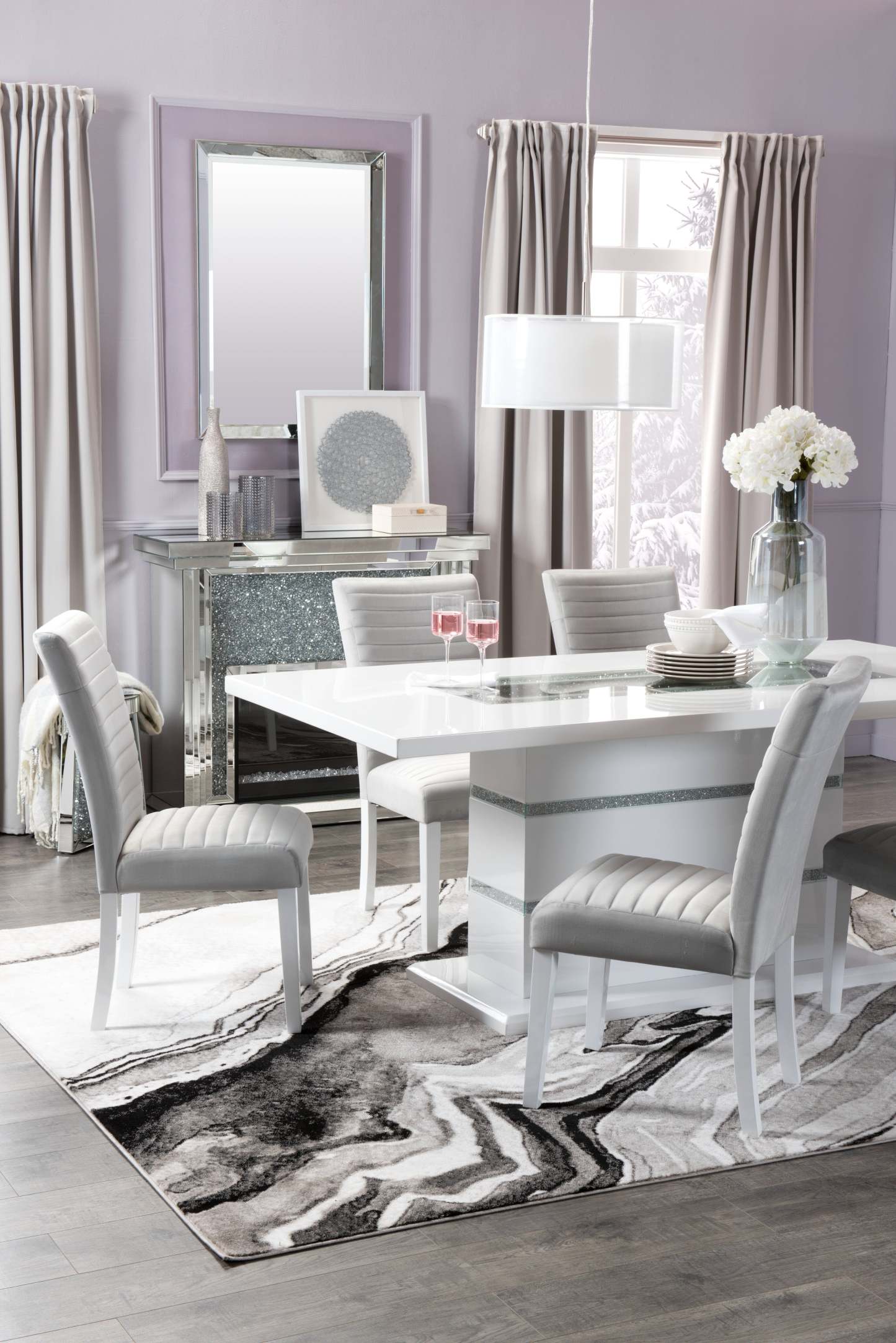 Chaise de salle à manger Garbo en tissu de velours et en bois - grise