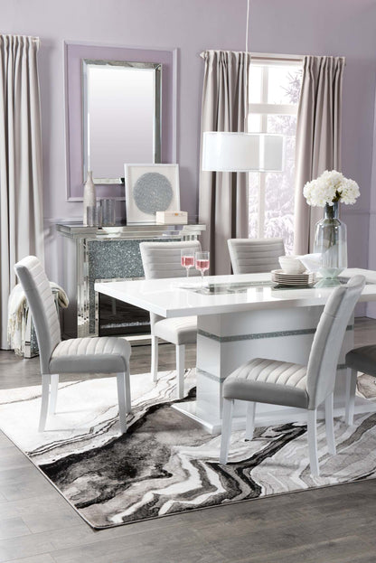 Chaise de salle à manger Garbo en tissu de velours et en bois - grise