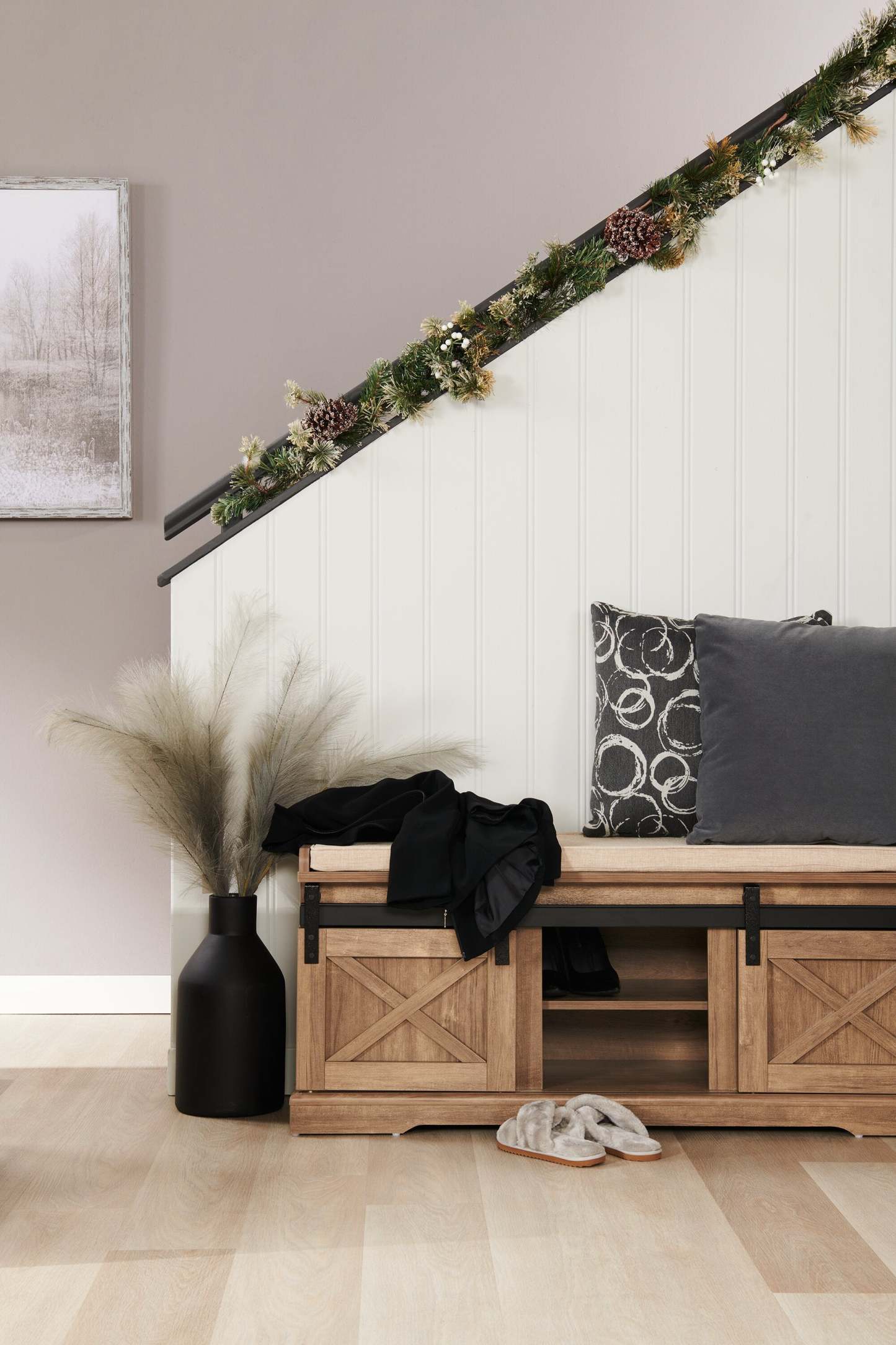 Gavin 47.25 Bench with Shoe Storage - Hazelnut|Banc Gavin de 47,25 po avec rangement pour chaussures - noisette