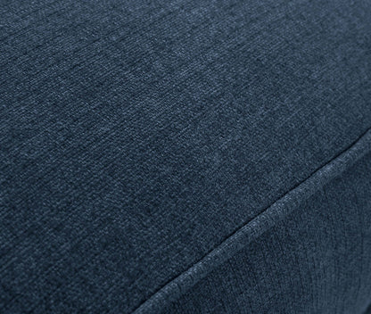 Cindy Crawford Home Pouf Gena 45 en tissu d'apparence lin avec base et pieds en bois - Bleu nuit | Pouf Gena de Cindy Crawford Home de 45 po en tissu d'apparence lin avec base et pattes en bois - bleu minuit