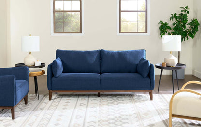 Cindy Crawford Home Gena 78,7 po de format condo en tissu d'apparence lin avec coussins de dossier amovibles - bleu minuit