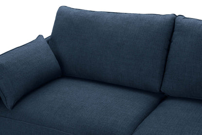 Cindy Crawford Home Canapé sectionnel Gena 2 pièces de droite en tissu d'apparence lin avec pieds en bois - Bleu nuit | Canapé sectionnel droit Gena de Cindy Crawford Home 2 pièces en tissu d'apparence lin avec pieds en bois - bleu minuit