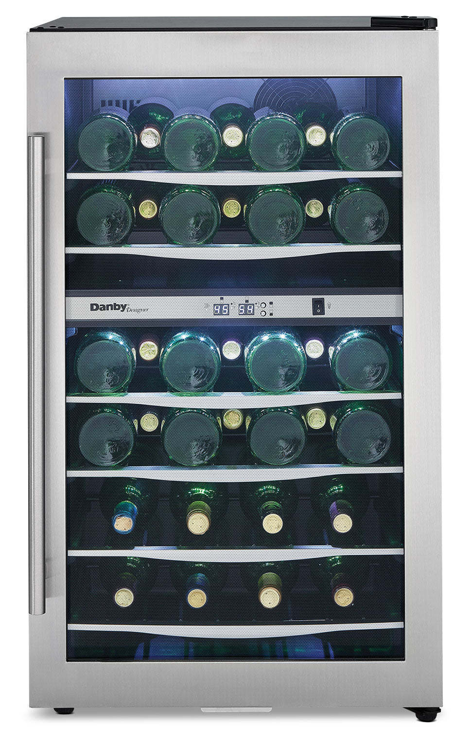 Danby 19,4 4 Cu. Fort. Refroidisseur à vin à deux zones - Acier inoxydable - DWC040A3BSSDD | Réfrigérateur à vin Danby de 4 pi³ et de 19,4 po à 2 zones - acier inoxydable - DWC040A3BSSDD