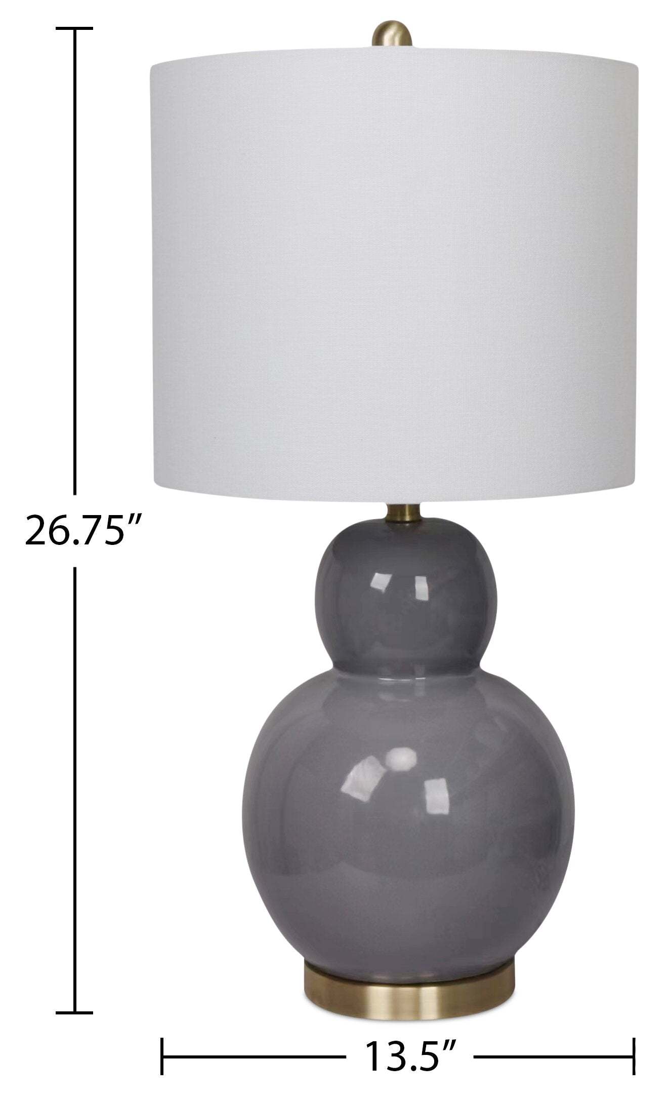 Lampe de table Giada de Kort & Co. de 26,75 po en céramique, grise et dorée