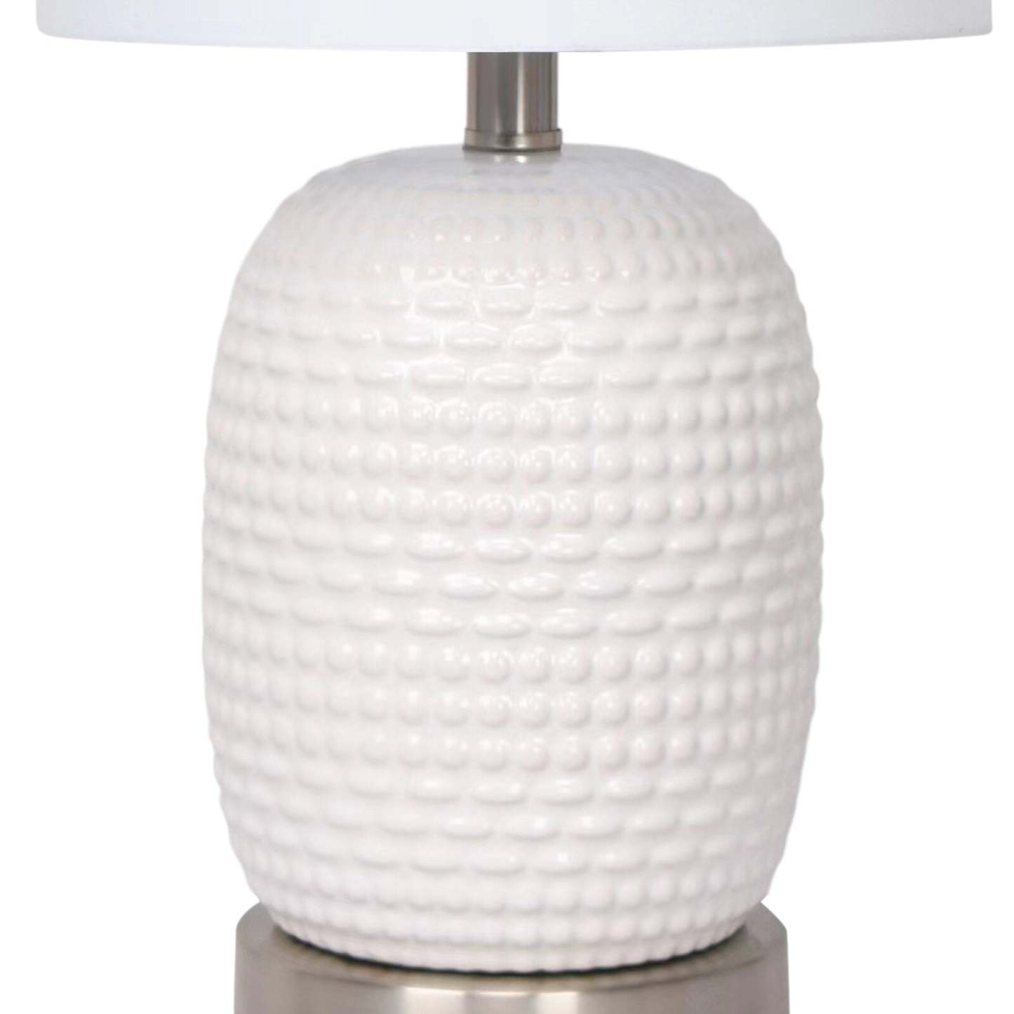 Kort &amp; Co. Gianna 19 Lampe de table en céramique blanche et argentée|Lampe de table Giada de Kort &amp; Co. de 19 po en céramique, blanche et argentée