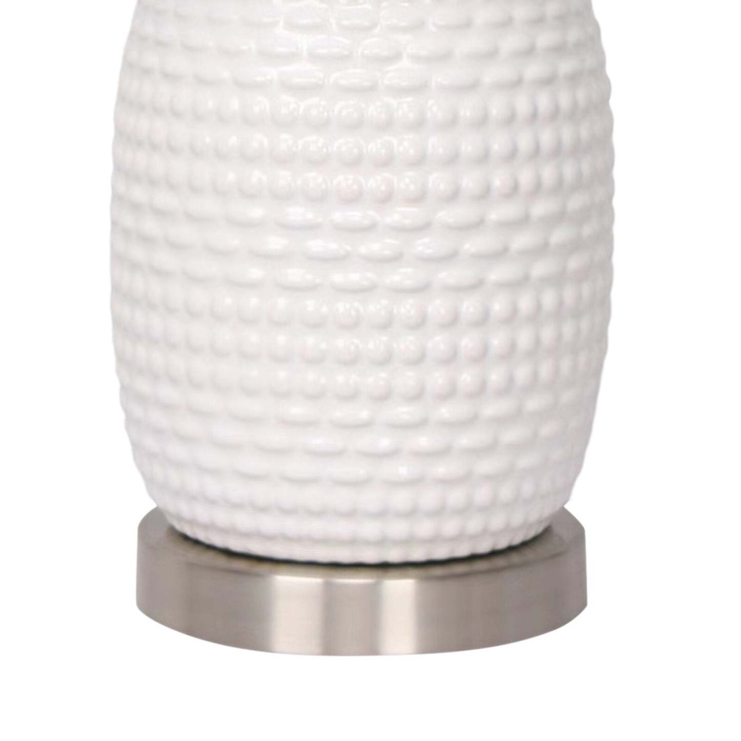 Kort &amp; Co. Gianna 19 Lampe de table en céramique blanche et argentée|Lampe de table Giada de Kort &amp; Co. de 19 po en céramique, blanche et argentée