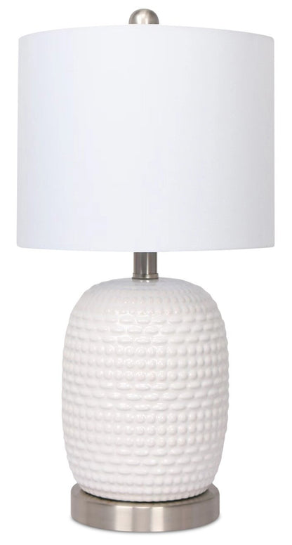 Kort &amp; Co. Gianna 19 Lampe de table en céramique blanche et argentée|Lampe de table Giada de Kort &amp; Co. de 19 po en céramique, blanche et argentée