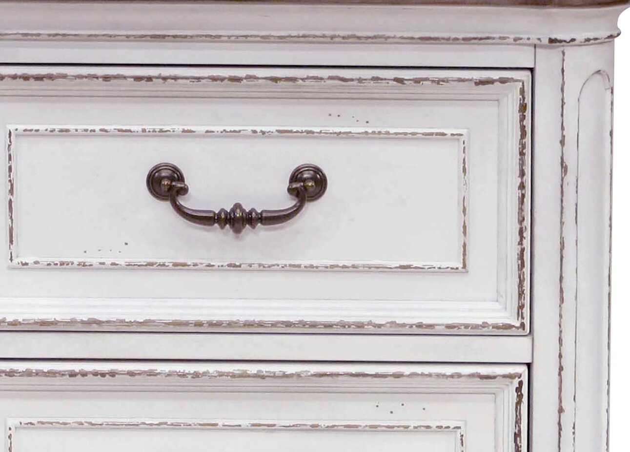 Table de chevet Grace à 2 tiroirs avec ports USB intégrés, 28 L x 28 H - Blanc Antique | Table de nuit Grace de 28 po (L) x 28 po (H) à 2 tiroirs avec ports USB intégrés - blanc antique