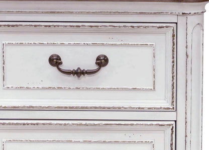 Table de chevet Grace à 2 tiroirs avec ports USB intégrés, 28 L x 28 H - Blanc Antique | Table de nuit Grace de 28 po (L) x 28 po (H) à 2 tiroirs avec ports USB intégrés - blanc antique