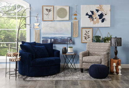 Fauteuil d'appoint Cuddler Grande de 48 po fabriqué au Canada en tissu chenille - bleu Groove Midnight