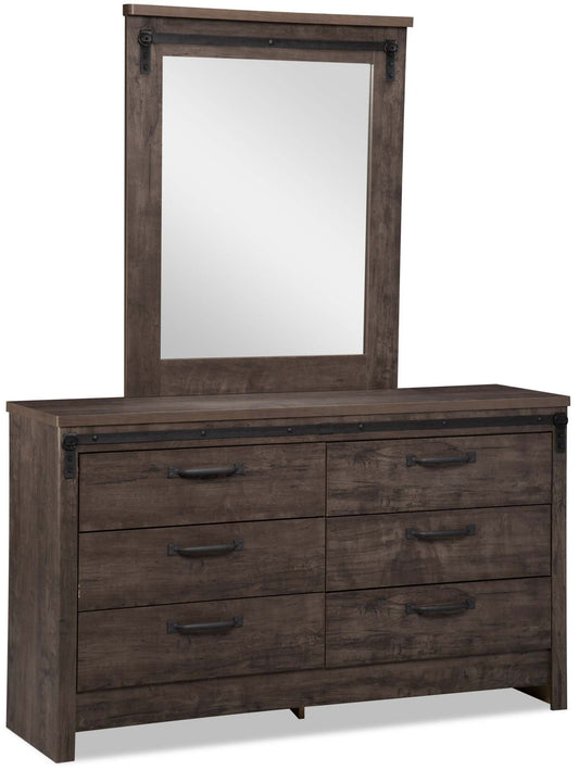 Miroir de commode de chambre Grayson, fabriqué au Canada, rustique – Gris foncé | Miroir de commode de chambre à coucher rustique Grayson, fabriqué au Canada - gris foncé