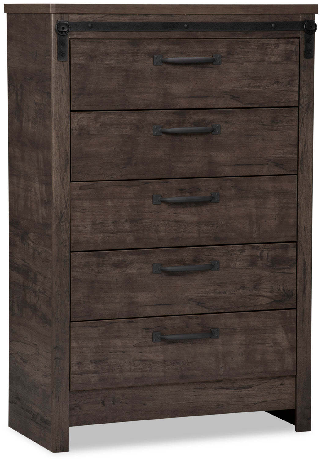 Commode de chambre à coucher Grayson, 5 tiroirs, 31,4 L x 47,4 H, Fabriquée au Canada, Rustique - Gris foncé | Commode verticale rustique Grayson de 31,4 po (L) x 47,4 po (H) à 5 tiroirs pour la chambre à coucher, fabriquée au Canada - gris foncé