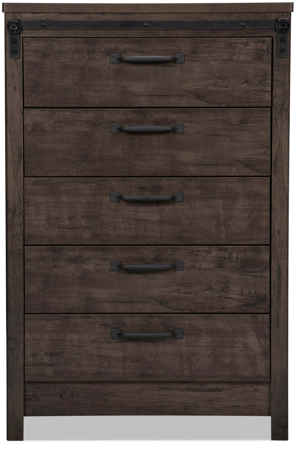 Commode de chambre à coucher Grayson, 5 tiroirs, 31,4 L x 47,4 H, Fabriquée au Canada, Rustique - Gris foncé | Commode verticale rustique Grayson de 31,4 po (L) x 47,4 po (H) à 5 tiroirs pour la chambre à coucher, fabriquée au Canada - gris foncé