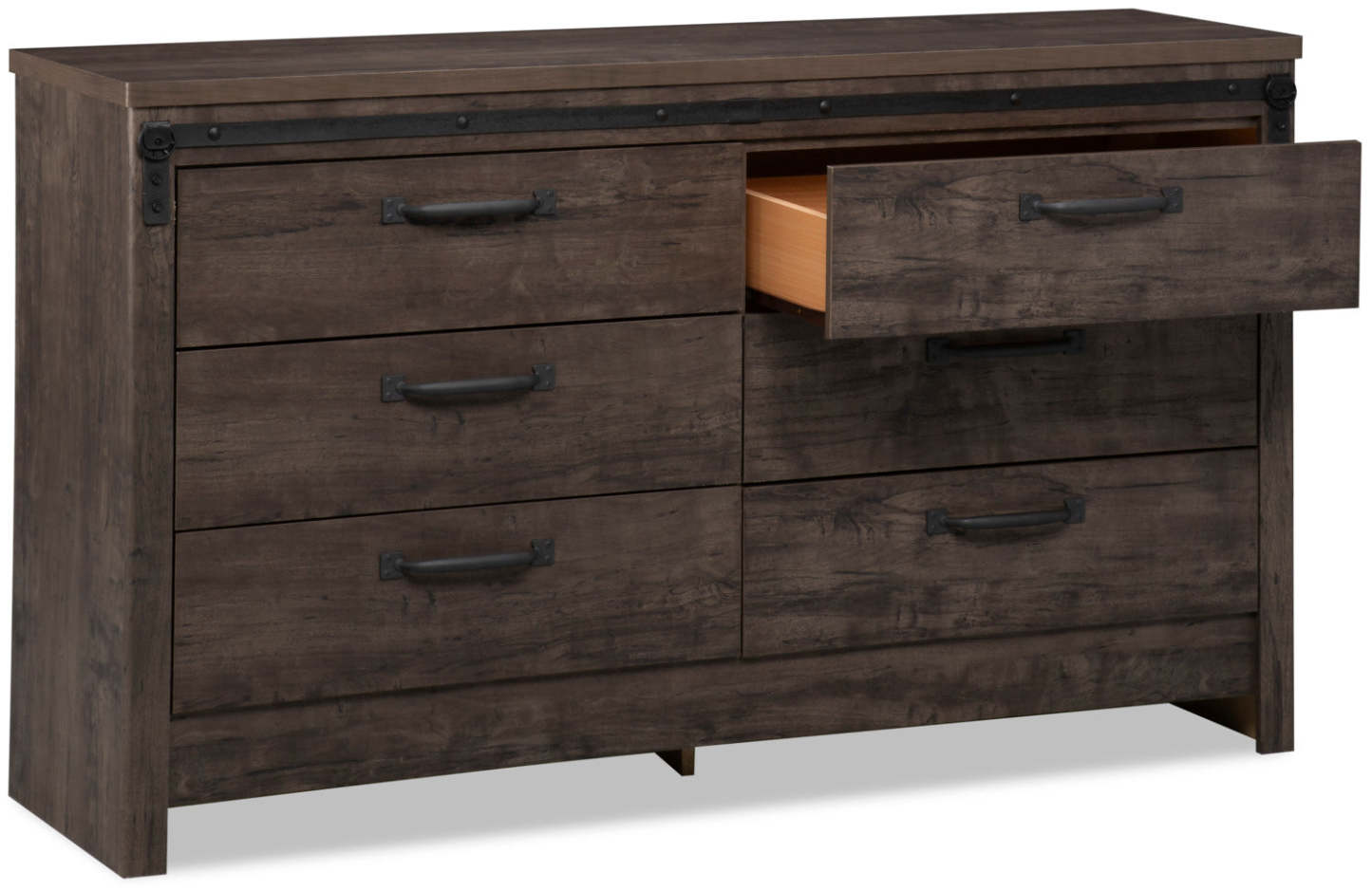 Commode de chambre à coucher Grayson à 6 tiroirs, 56,6 L x 32,3 H, fabriquée au Canada, rustique - Gris foncé | Commode rustique Grayson de 56,6 po (L) x 32,3 po (H) à 6 tiroirs pour la chambre à coucher, fabriqué au Canada - gris foncé