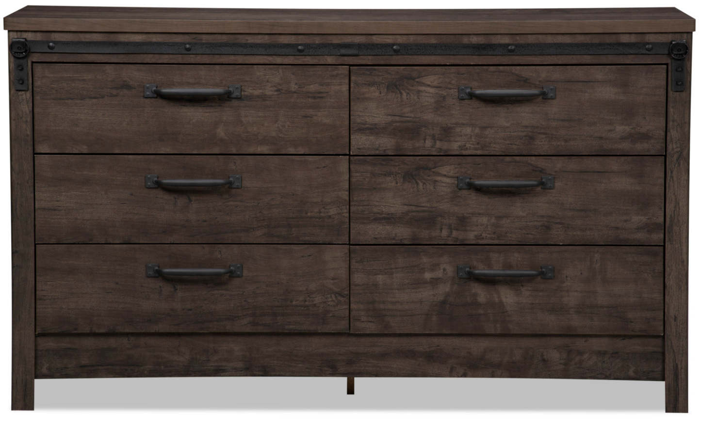 Commode de chambre à coucher Grayson à 6 tiroirs, 56,6 L x 32,3 H, fabriquée au Canada, rustique - Gris foncé | Commode rustique Grayson de 56,6 po (L) x 32,3 po (H) à 6 tiroirs pour la chambre à coucher, fabriqué au Canada - gris foncé