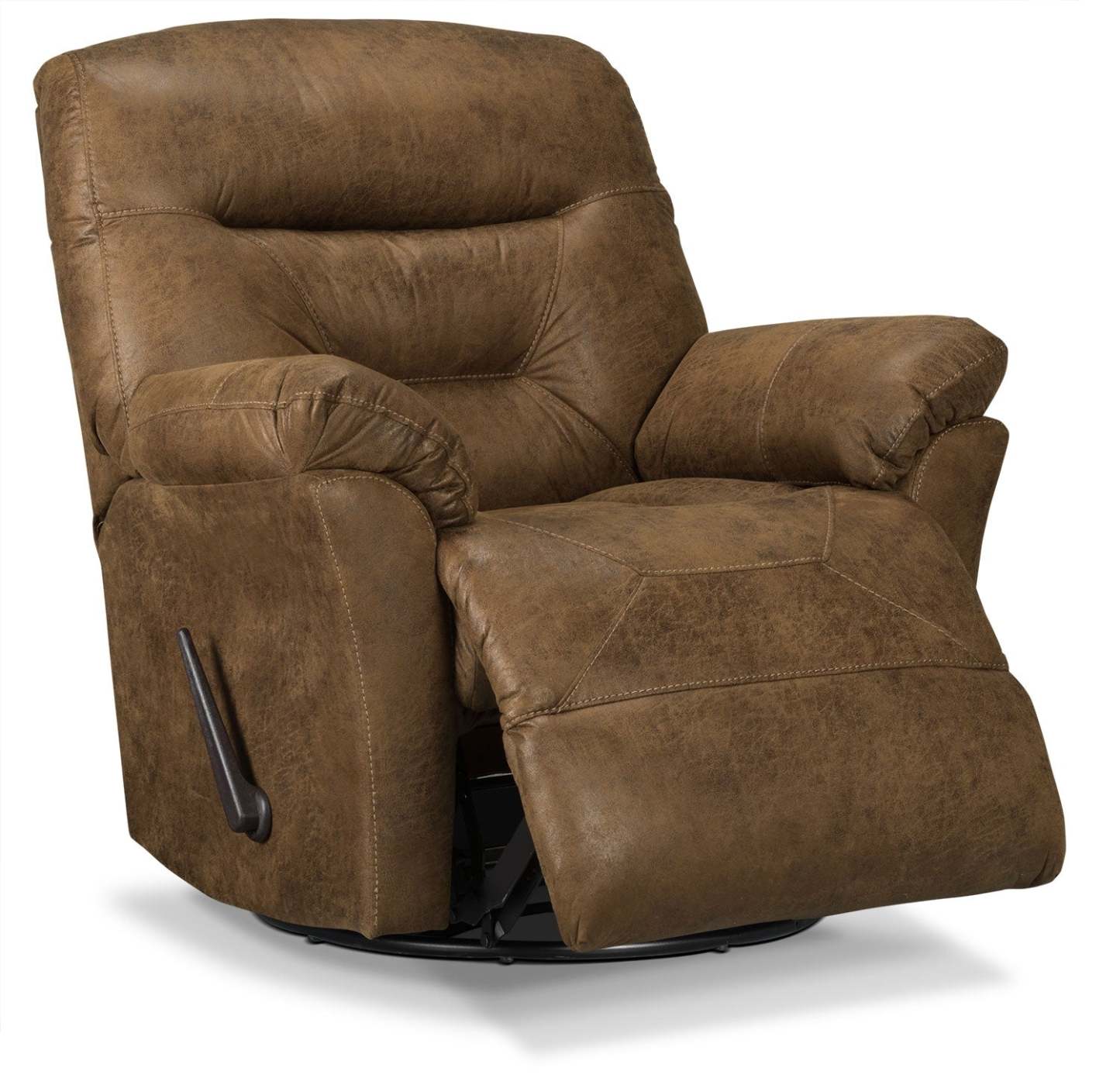Fauteuil inclinable pivotant 4579 en tissu d'apparence cuir - bière brune