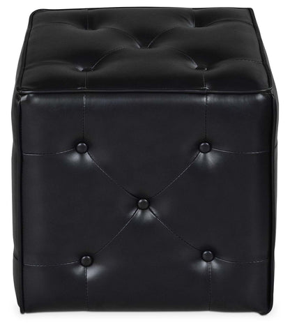 Talbott 17.5 Cube Ottoman - Black Faux Leather|Pouf cubique Talbott de 17,5 po - similicuir noir