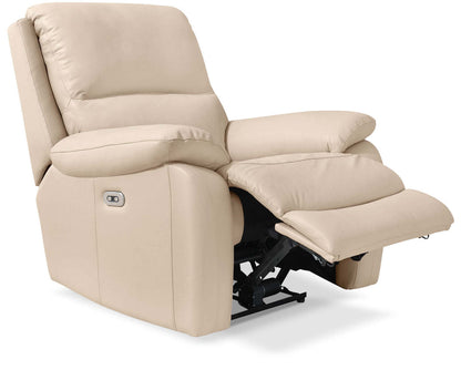 Fauteuil à inclinaison électrique Grove de 36 po en cuir véritable avec appuie-tête réglable - crème