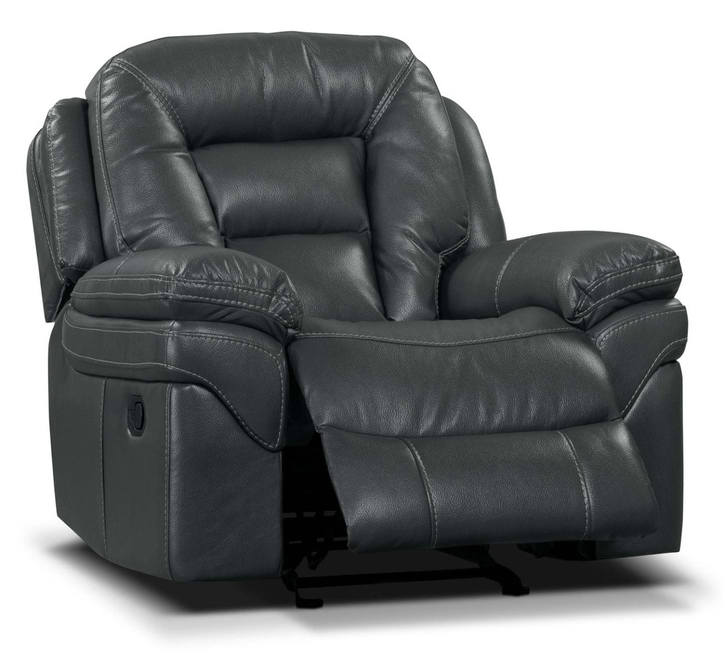 Fauteuil berçant et inclinable Leo de 41 po en tissu d'apparence cuir - gris