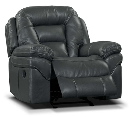 Fauteuil berçant et inclinable Leo de 41 po en tissu d'apparence cuir - gris