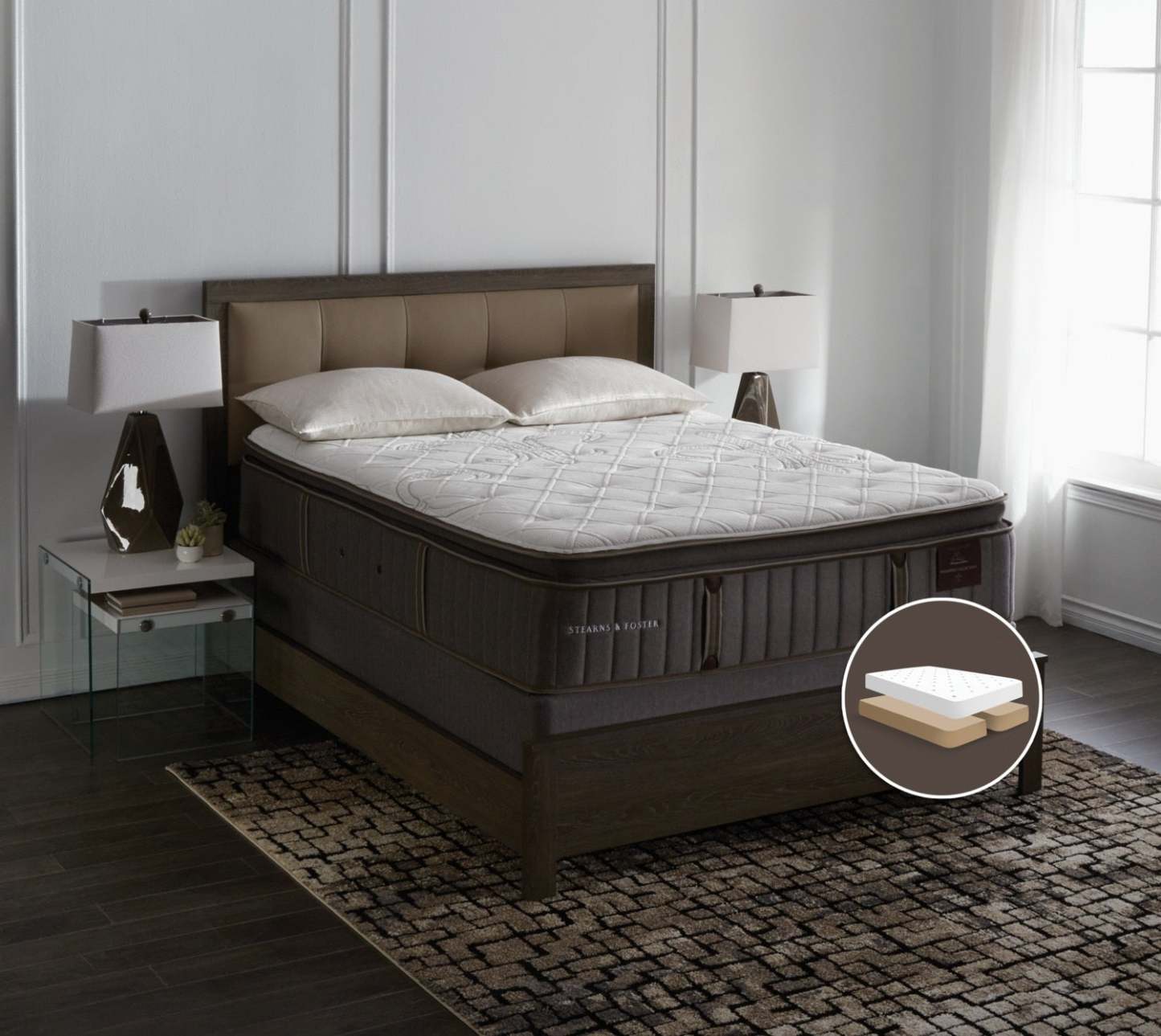 Stearns &amp; Foster Princedale Medium Pillow-Top Split Queen Mattress Set|Ensemble matelas semi-ferme plateau-coussin divisé Princedale de Stearns &amp; Foster pour grand lit