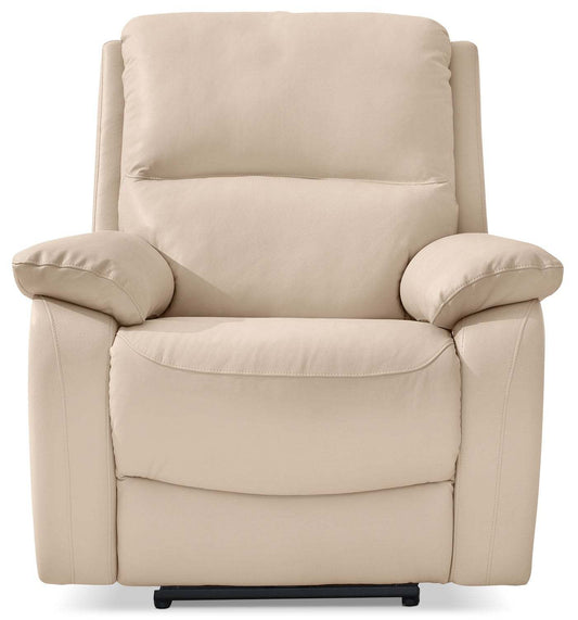 Fauteuil à inclinaison électrique Grove de 36 po en cuir véritable avec appuie-tête réglable - crème
