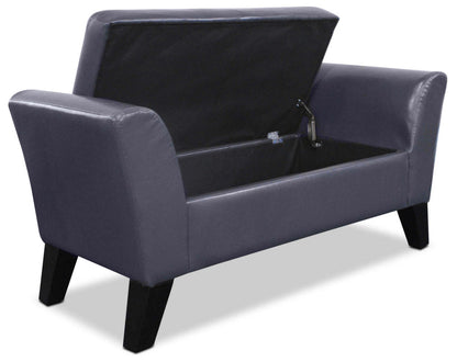 Bonn 44 Storage Ottoman - Grey Faux Leather|Pouf de rangement Bonn de 44 po - similicuir gris