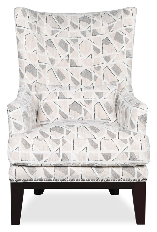 Fauteuil d’appoint Haden de 30 po en tissu de chenille avec base en bois et bordure de clous décoratifs - lin Angelou multicolore