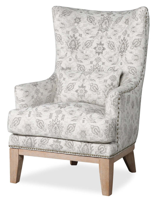 Fauteuil d'appoint Haden de 30 po en tissu de chenille avec base en bois et bordure de clous décoratifs - menthe Limbu multicolore