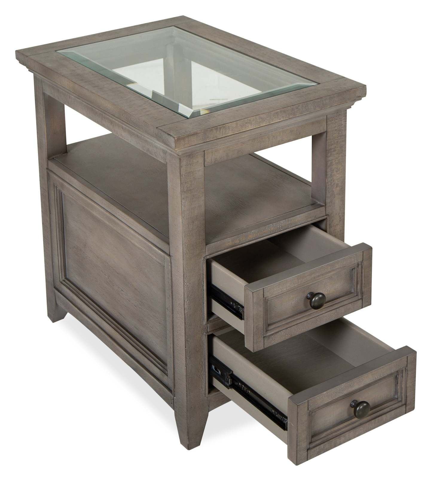 Table de chaise traditionnelle en pin Hanson 15" avec rangement - Gris queue d'aronde | Table de fauteuil traditionnel Hanson de 15 po en pin - gris tourterelle