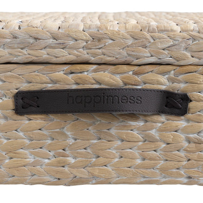 Bac de rangement sous lit en jacinthe/bois avec roulettes et poignées happimess