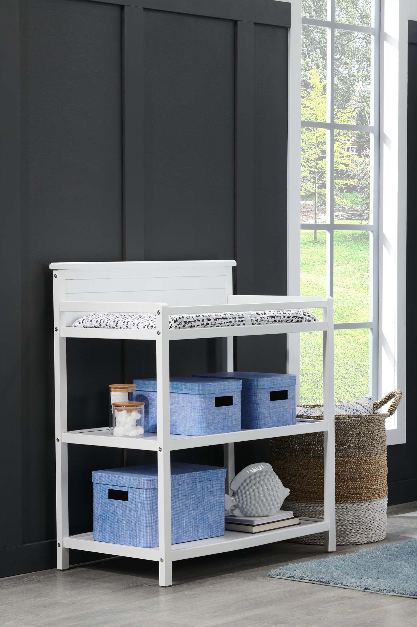 Table à langer avec matelas à langer Harper - Blanc | Table à langer Harper pour bébé avec matelas à langer - blanche