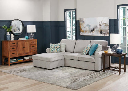 Scott Living Canapé-lit sectionnel Haven 2 pièces orienté vers la gauche en tissu chenille avec méridienne de rangement - Gris | Canapé-lit sectionnel de gauche Haven de Scott Living 2 pièces en tissu de chenille avec fauteuil long de rangement - gris