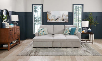 Scott Living Canapé-lit sectionnel Haven 2 pièces orienté vers la gauche en tissu chenille avec méridienne de rangement - Gris | Canapé-lit sectionnel de gauche Haven de Scott Living 2 pièces en tissu de chenille avec fauteuil long de rangement - gris