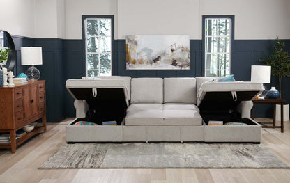 Sofa-lit sectionnel Haven de Scott Living 3 pièces en tissu de chenille avec 2 fauteuils longs de rangement - gris